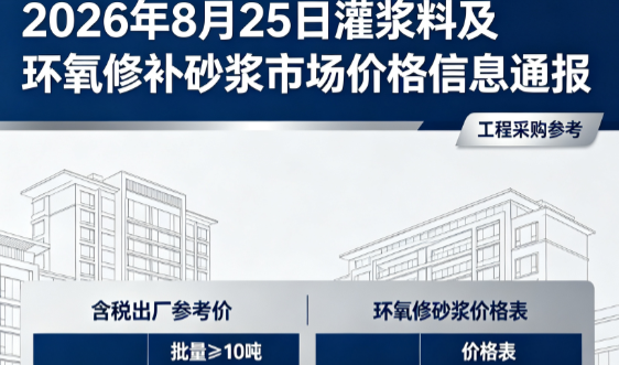 运城2026年8月25日灌浆料及环氧修补砂浆市场价格信息通报